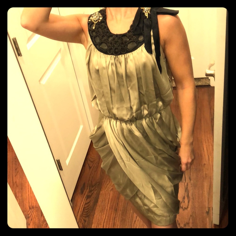 Ali Ro silk draped embellished cocktail dress sz 6